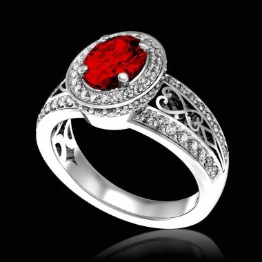 女沙皇 K金红宝石密镶钻石订婚戒指