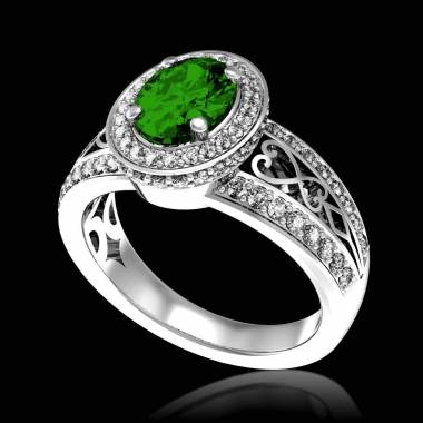 女沙皇 K金祖母绿密镶钻石订婚戒指