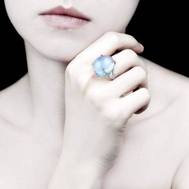 月之石钻石戒指