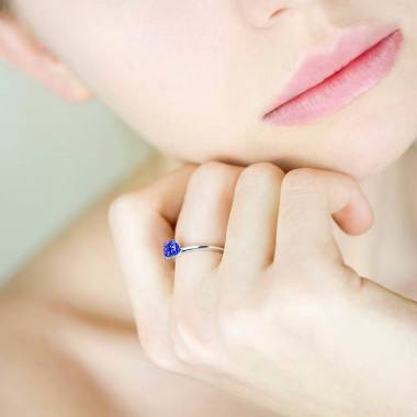 Valentina K金单颗蓝宝石戒指