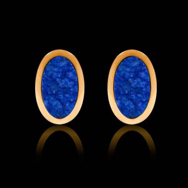 Boutons de manchette chevalière Ovum Lapis-lazuli or jaune vermeil