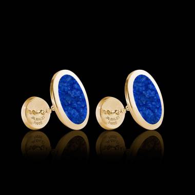 Boutons de manchette chevalière Ovum Lapis-lazuli or jaune vermeil