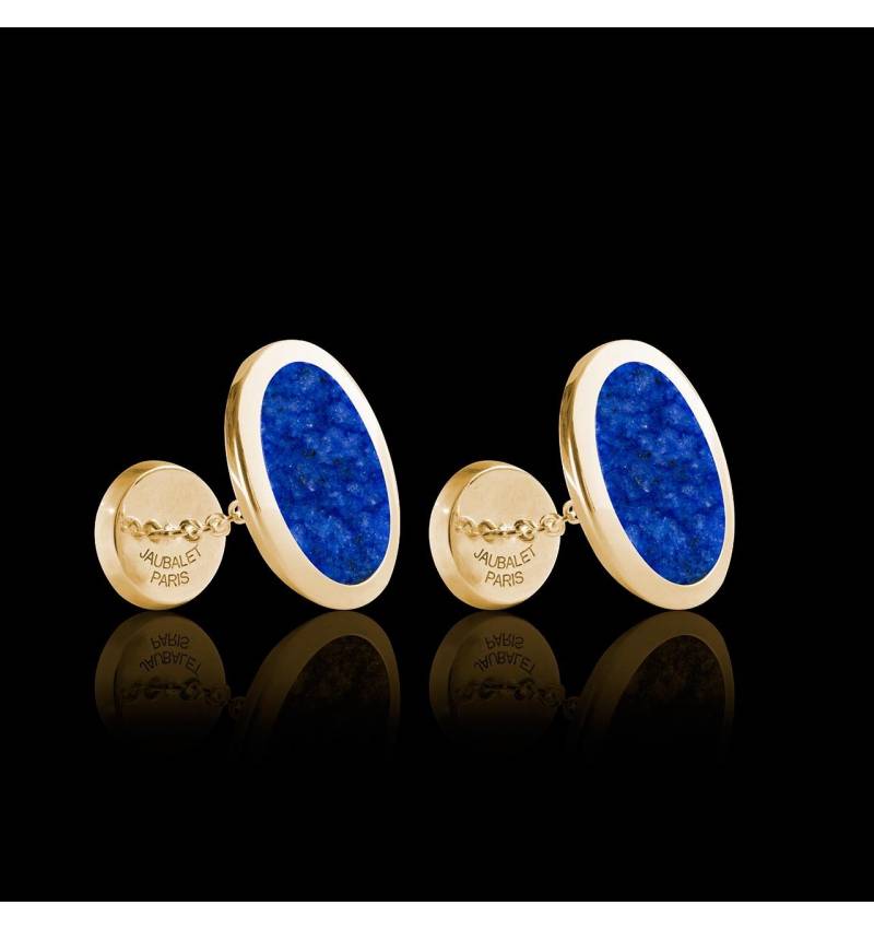 Boutons de manchette chevalière Ovum Lapis-lazuli or jaune vermeil