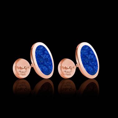 Boutons de manchette chevalière Ovum Lapis-lazuli or rose vermeil