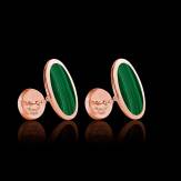 Boutons de manchette chevalière Ellipsis Malachite or rose vermeil