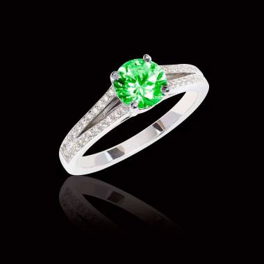 玛丽 祖母绿蓝宝石订婚戒指