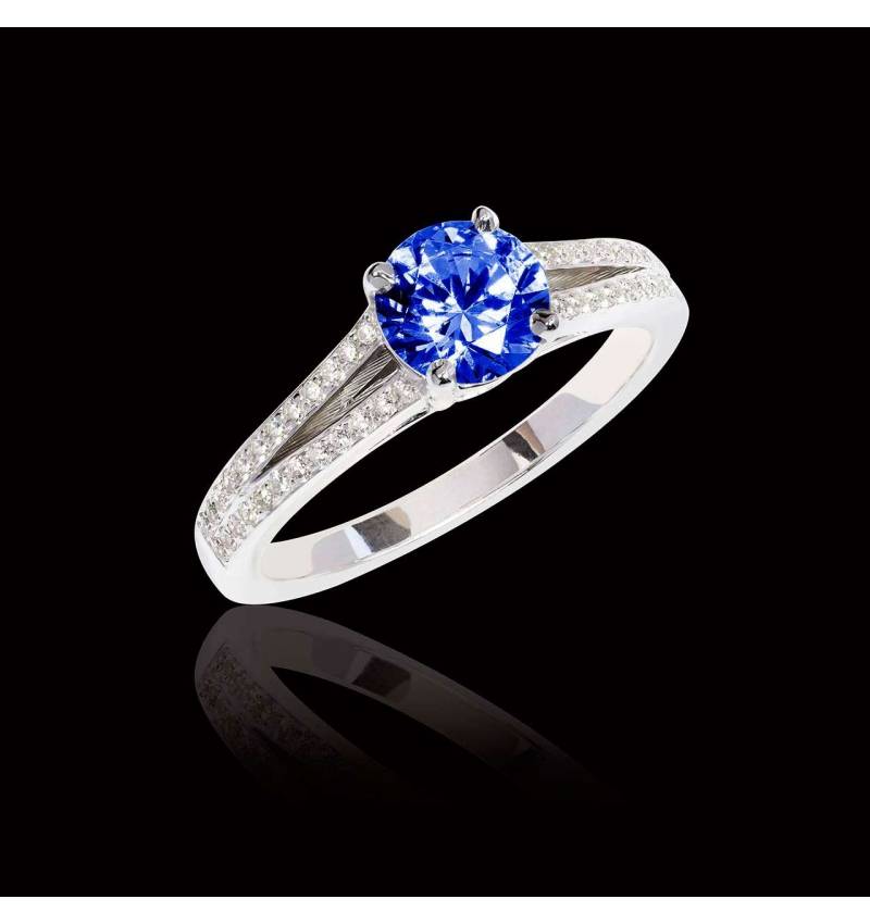 玛丽 蓝宝石订婚戒指