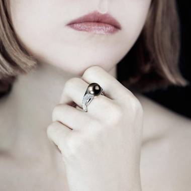 水神黑珍珠戒指