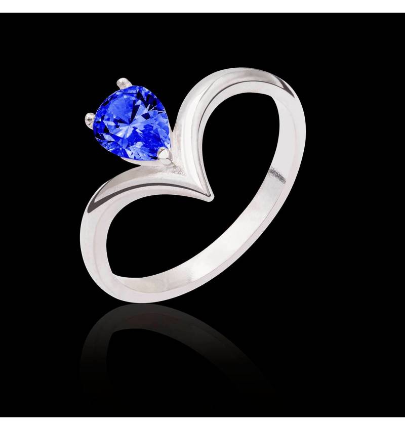 Bague saphir bleu Flavie solo