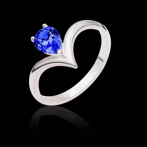 Bague saphir bleu Flavie solo