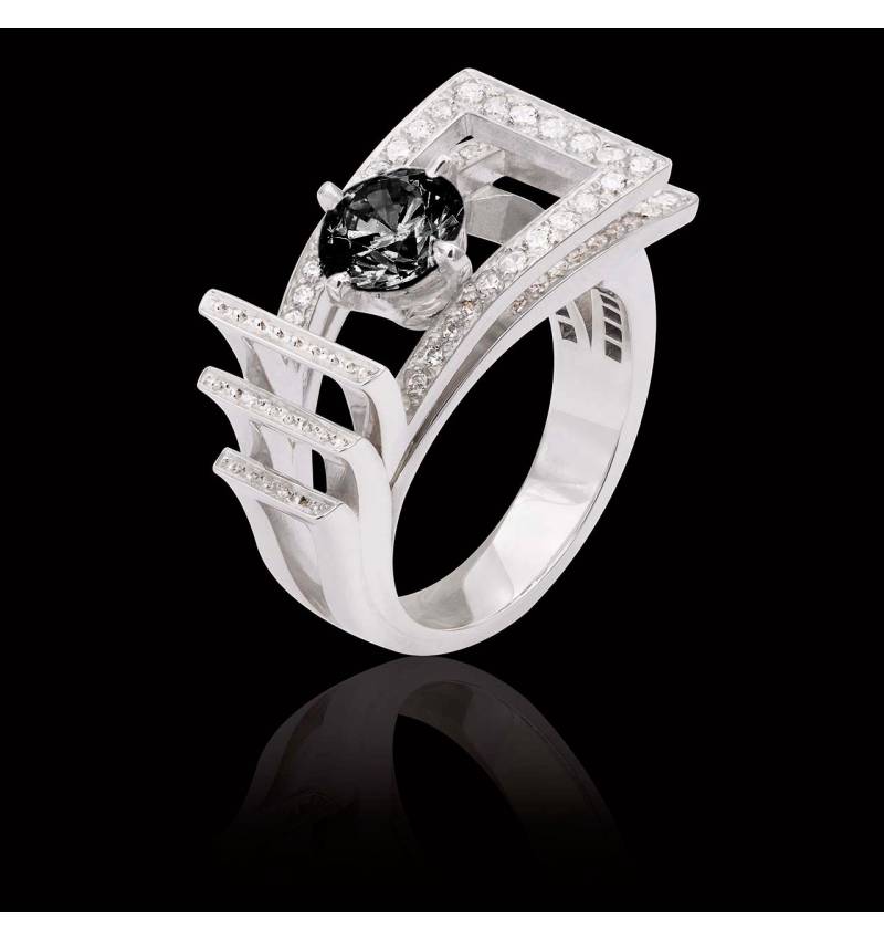 Bague diamant noir Romanesque