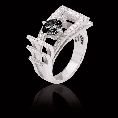 Bague diamant noir Romanesque