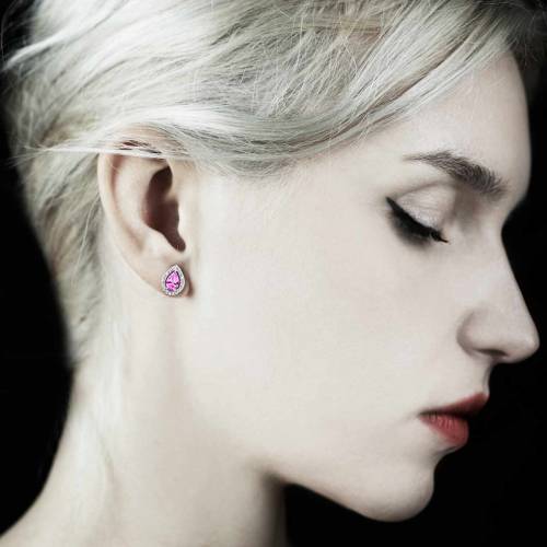 Boucles d'oreilles saphir rose poire soleil