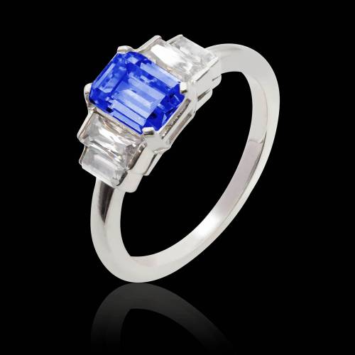 Bague saphir bleu Art Déco