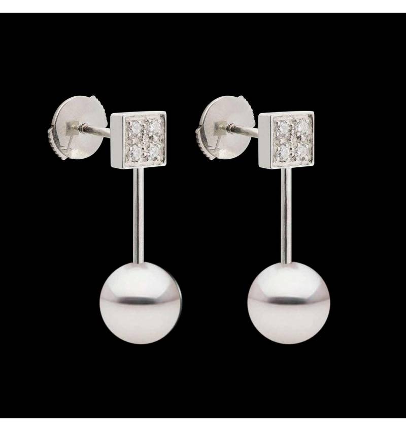 Boucles d'oreilles perle et diamant Archipel