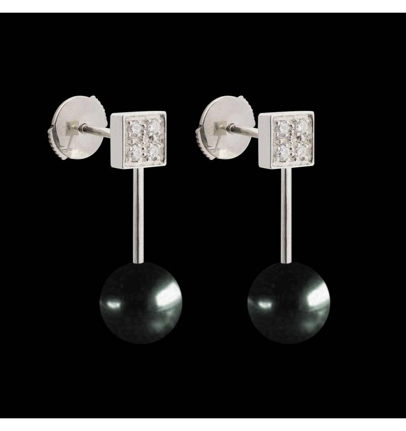 Boucles d'oreilles perle noire Tahiti Archipel