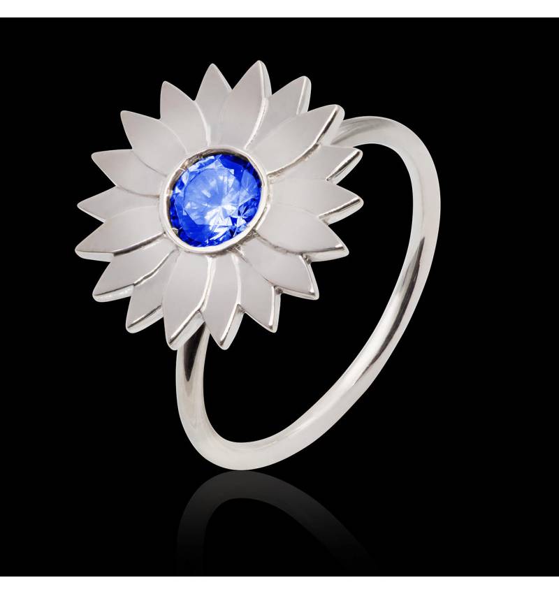 Bague saphir bleu Marguerite Solo