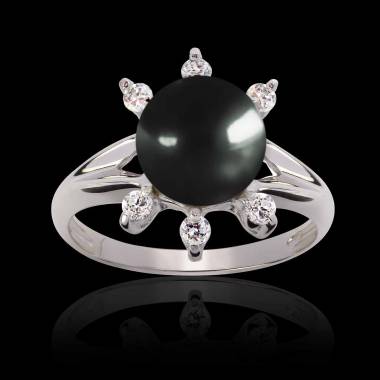 Bague perle Tahiti noire Louna