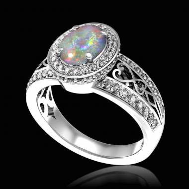 Bague opale blanche Tsarine