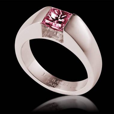 Pyramide白18K金单颗红宝石订婚戒指