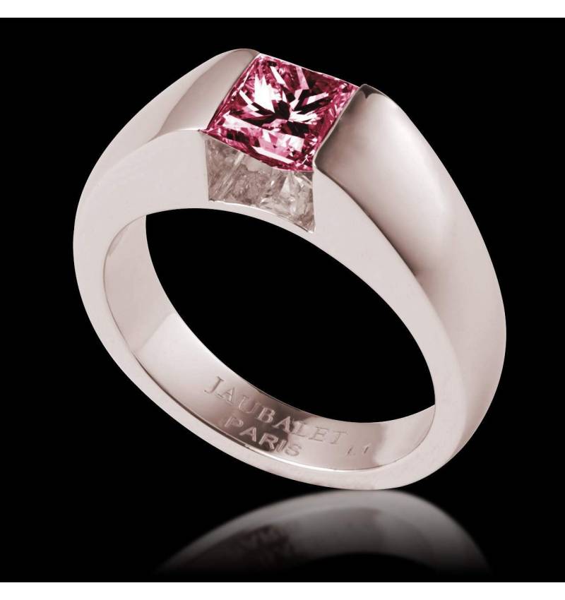Pyramide白18K金单颗红宝石订婚戒指